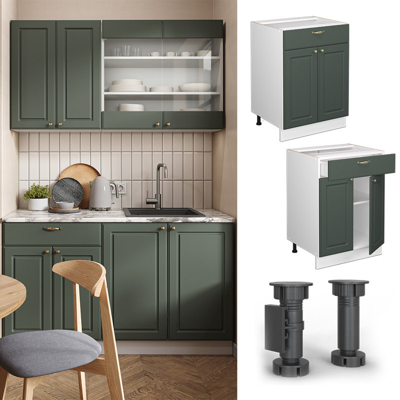 Drawer Cabinet, Green/White