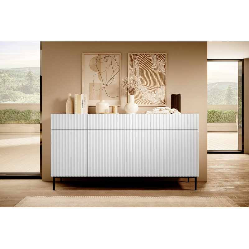 Albhie 200cm Sideboard, White/Black