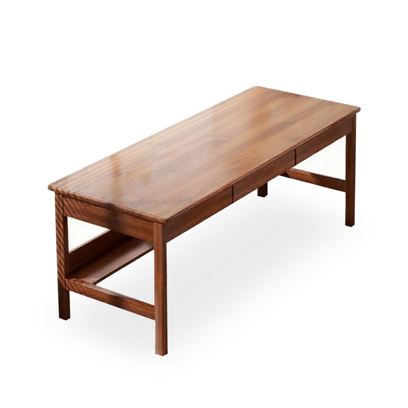 Bureau rectangulaire à 3 tiroirs en bois massif brun noisette, H 29,53 po x l 62,99 po x P 23,62 po