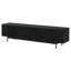 Meuble télé 75 po pour téléviseur de 85 po ou moins avec portes cannelées, rangement et gestion des câbles - Console média Mid-Century moderne grain de bois noir pour le salon | Whitman-983890289-948202705