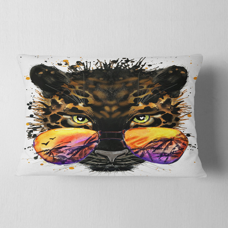 Coussin lombaire à l’animal, jaguar et verres