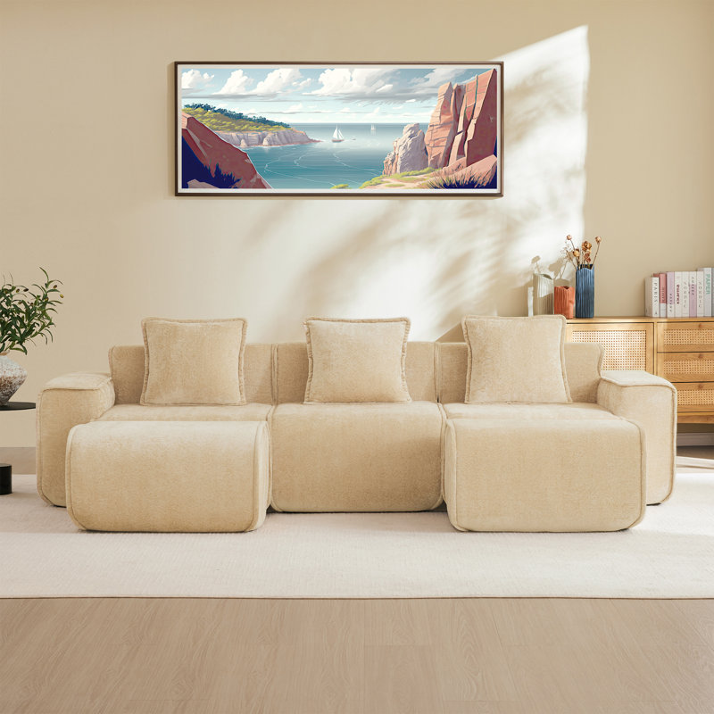 Canapé modulaire Boneless, H 31,1 po x l 108,66 po x P 59,84 po, Light Camel, 5