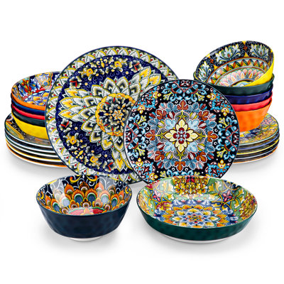 Magline 24 Piece Stoneware Dinnerware Set - Service for 6