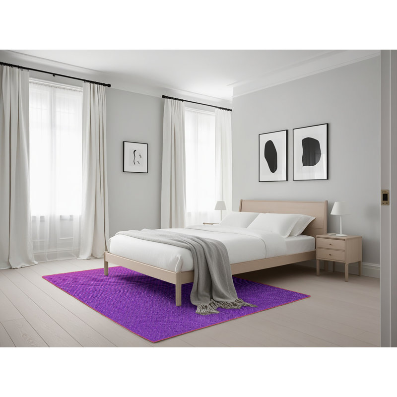Tissé à la machine en laine et polyester mauve Tapis décoratif, Rectangle 5 pi x 7 pi