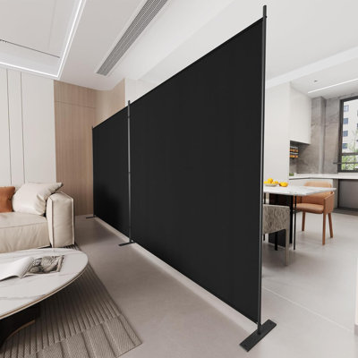2-Panel 6 Ft Tall Black Folding Room Divider - Freestanding Privacy Screen, 142"W x 71"H, for Office & Bedroom by TIFONE