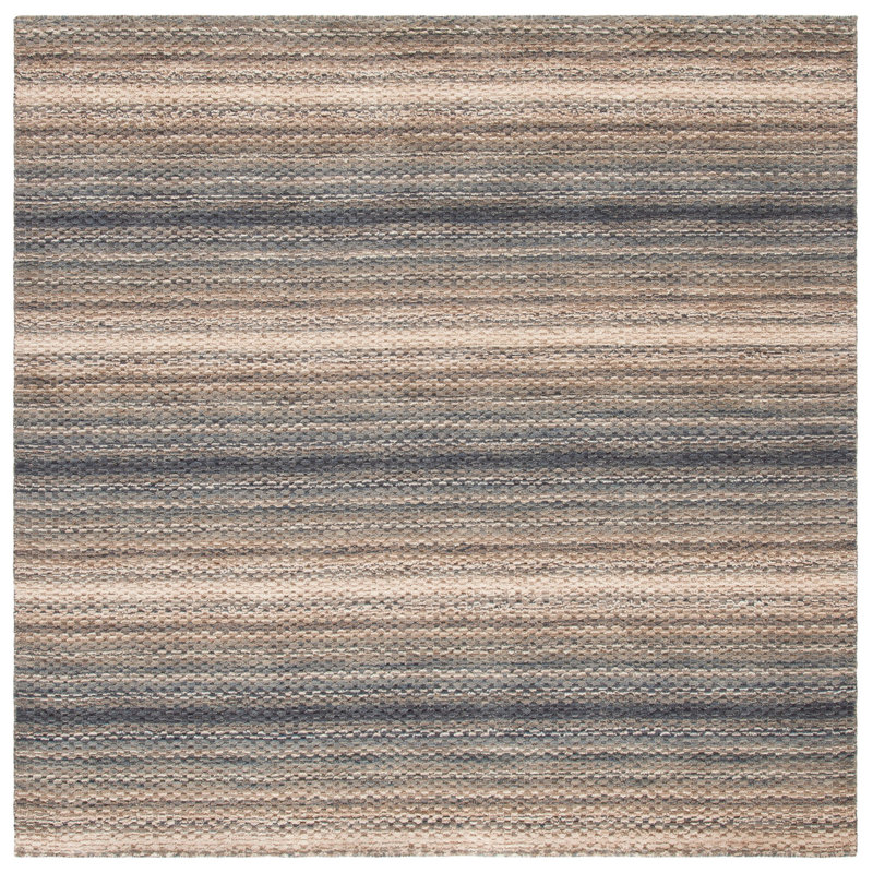 Tapis gris / brun en laine Hossain, Carré 6 pi