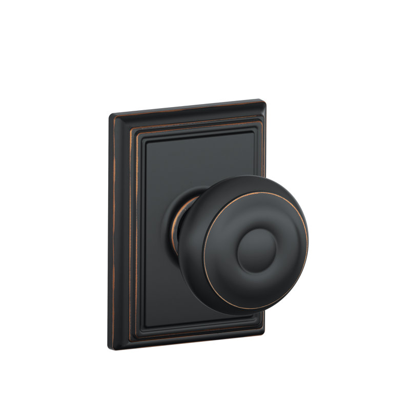 Georgian Knob with Addison Trim Hall and Closet Lock, Aged Bronze