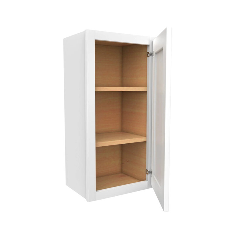 Armoire murale à une porte avec 2 tablettes W1530, Blanc, style Mission Shaker, H 30 po x l 18 po x P 12 po