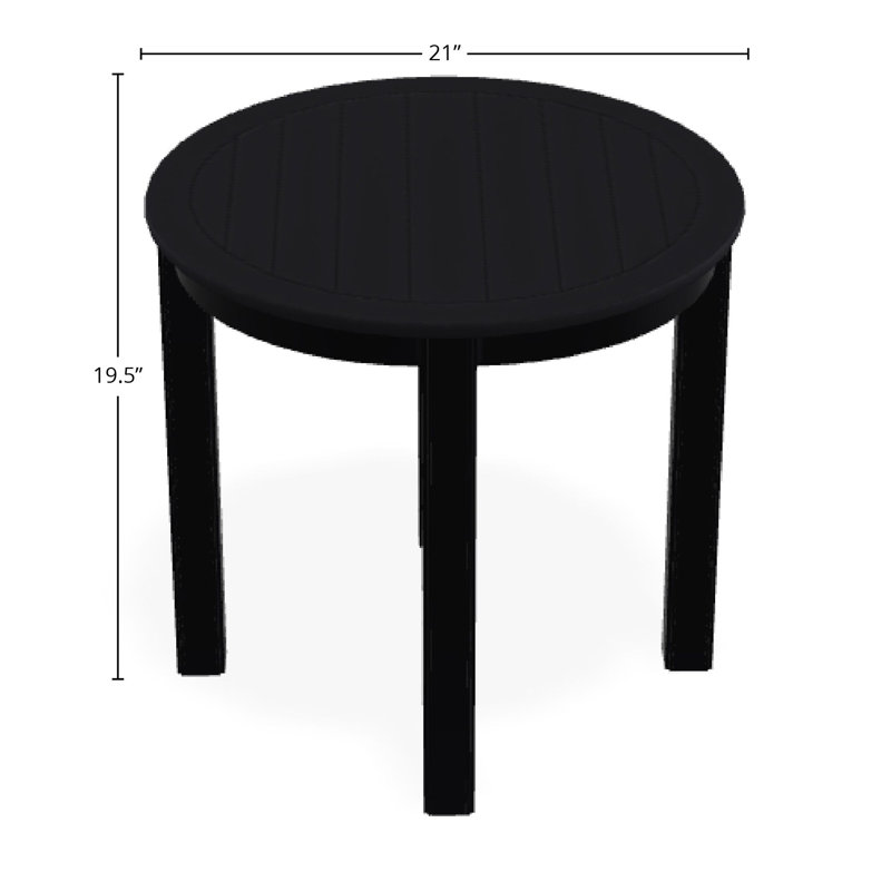 Outdoor Round Side Table, Black/Black, Marine Grade Polymer