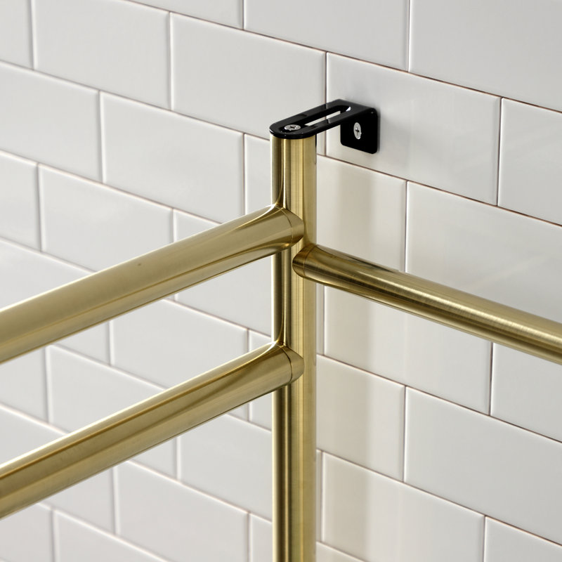 Kingston Brass Fauceture Stainless Steel Console Sink Base with Glass Shelf, Brushed Brass