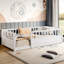 Lit simple Montessori avec barrière de sécurité et porte d'accès, cadre de lit pour tout-petit blanc et sécuritaire-796742104-796742105