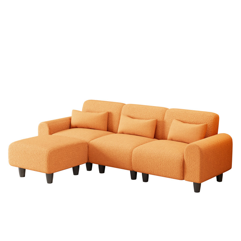 Drossart The 84.6-inch teddy fleece creative sofa can be assembled into a two-seater sofa plus a single couch with three waist pillows to perfectly stretch your waist for small apartment bedroom Spaces