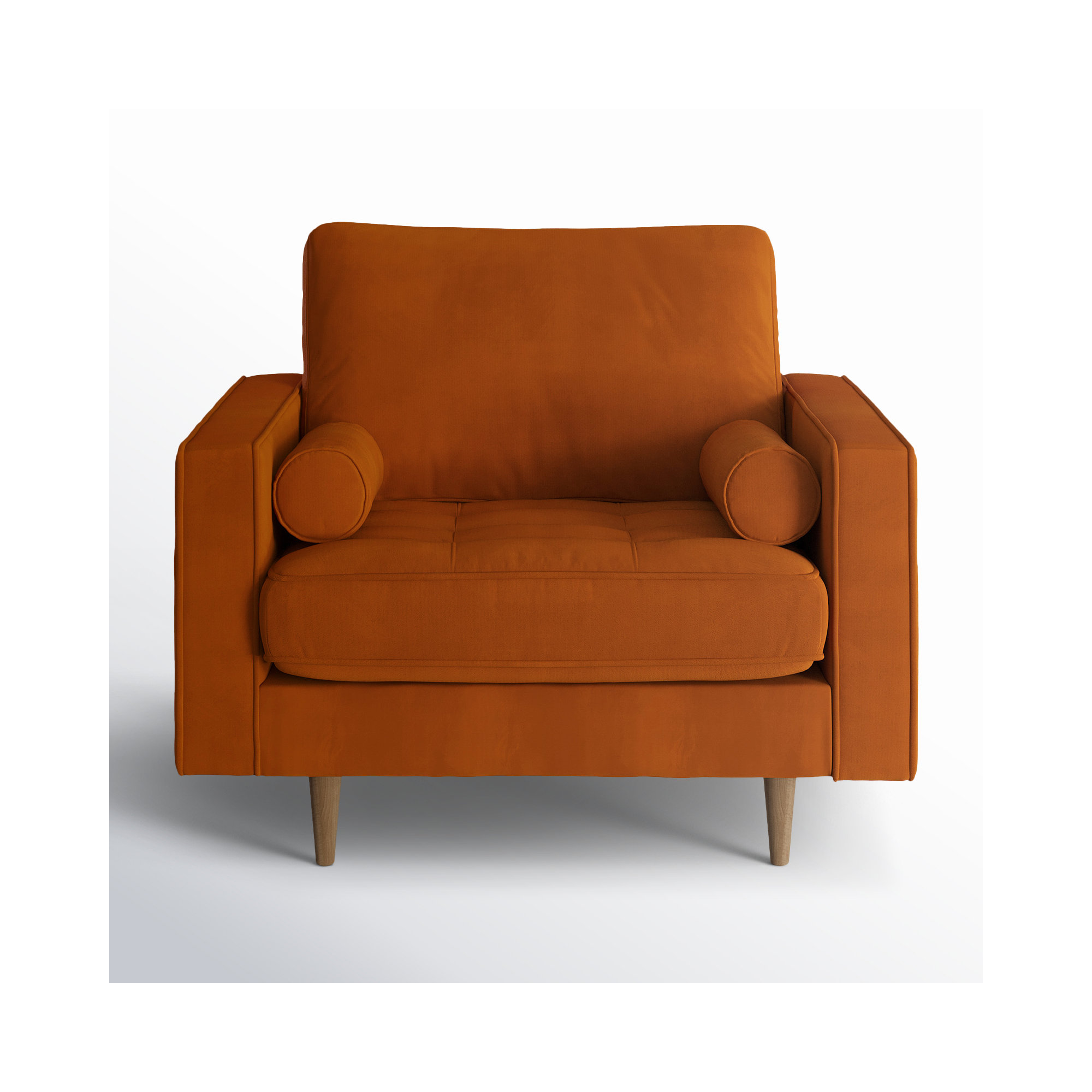 Geo Upholstered Armchair, Bella Burnt Orange Performance Velvet