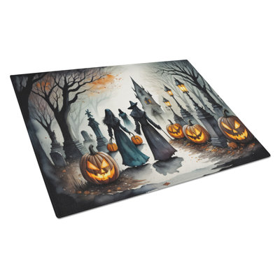Vampires Spooky Halloween Glass Cutting Board Large