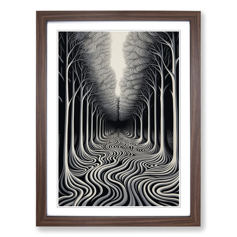Single Picture Frame Print on Wood, 46cm H x 34cm W, Walnut Framed