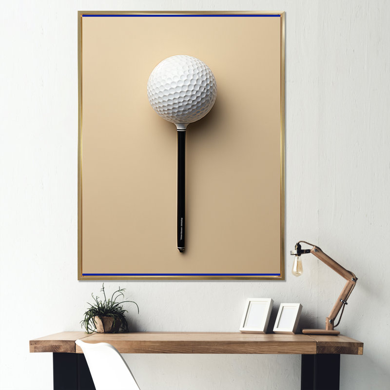 «Laniyah Minimalisme Golf Tees VI», reproduction sur toile, Cadre flottant doré, H 32 po x l 16 po x P 1 po