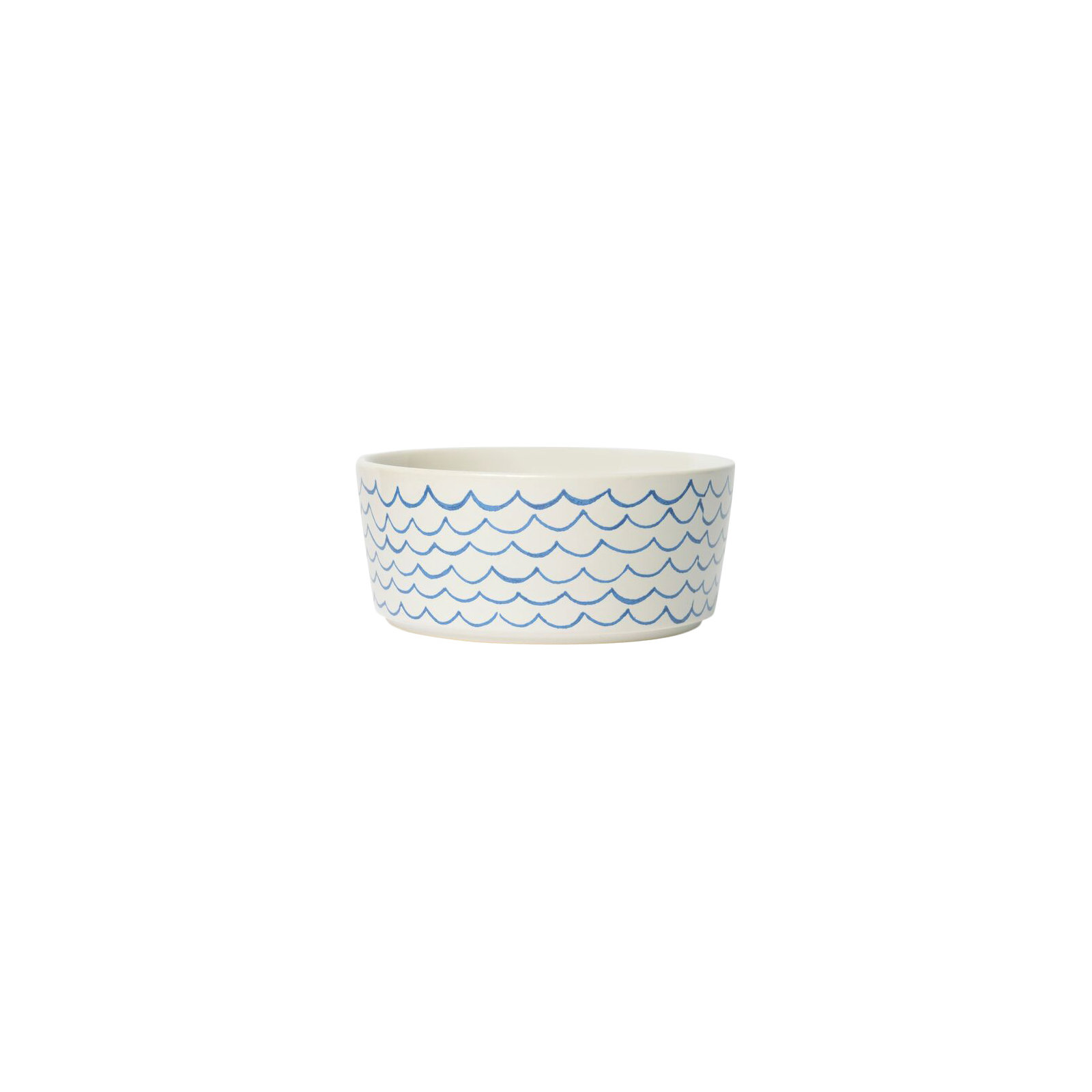 Sketched Wave Ceramic Dog Bowl, Large (8 cups / 64 fluid oz), Blue Wave, 3.25" H