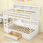 Lit superposé simple au-dessus d'un lit simple en bois avec tiroir de rangement intégré et tablettes robustes-2123004827