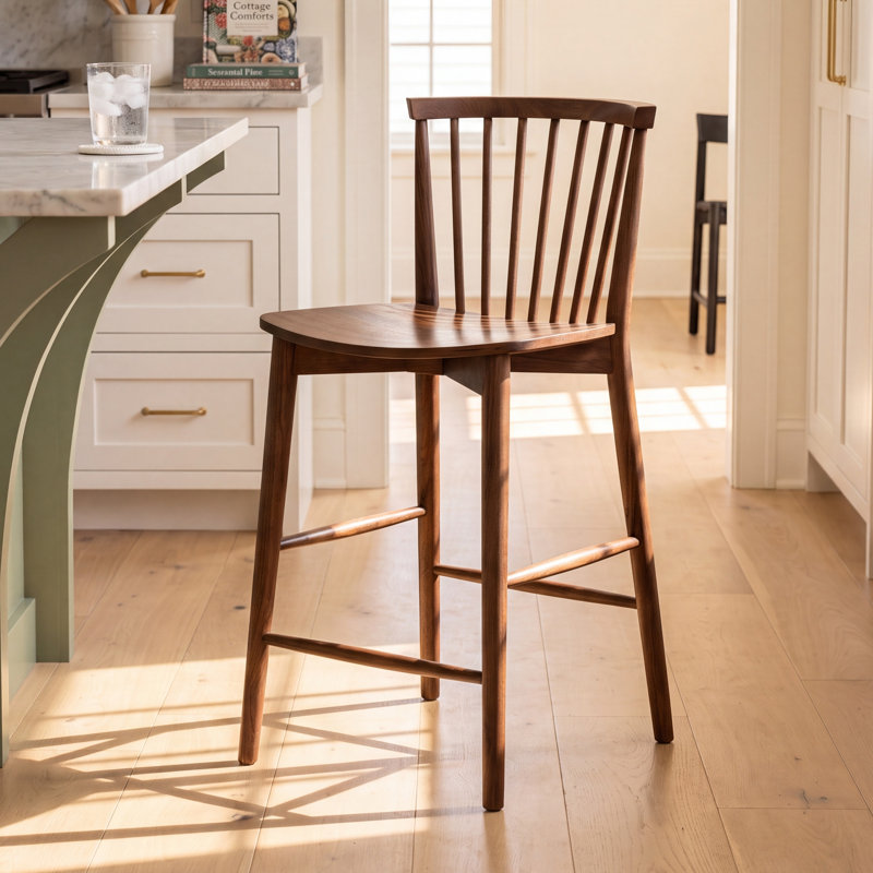 Makira Marley Counter Stool, Walnut