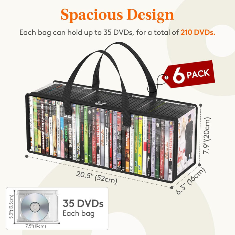 DVD Storage Bags, Clear PVC DVD Case Holder with Handles