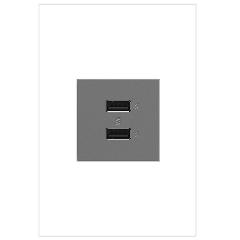 Adorne Ultra-fast Usb Type A/A Outlet, Magnesium