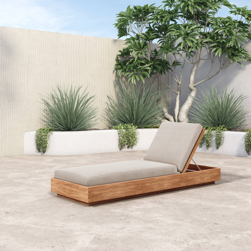 Kinta Outdoor Teak Chaise Lounge, Faye Sand