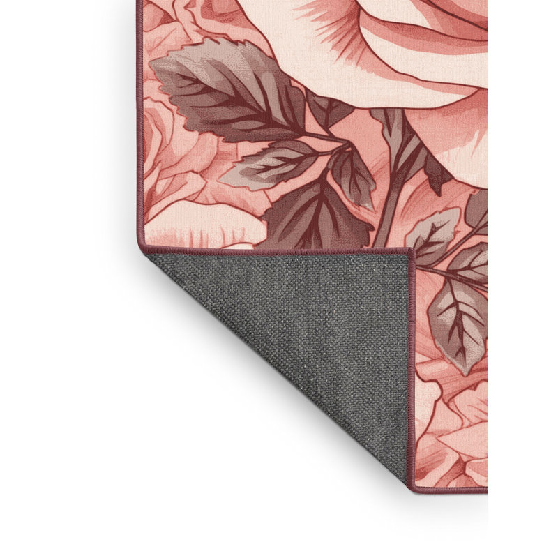 Soft Plush Fellman Valentines Modern & Contemporary Abstract Area Rug in Pink – Rose Binding, 7x10