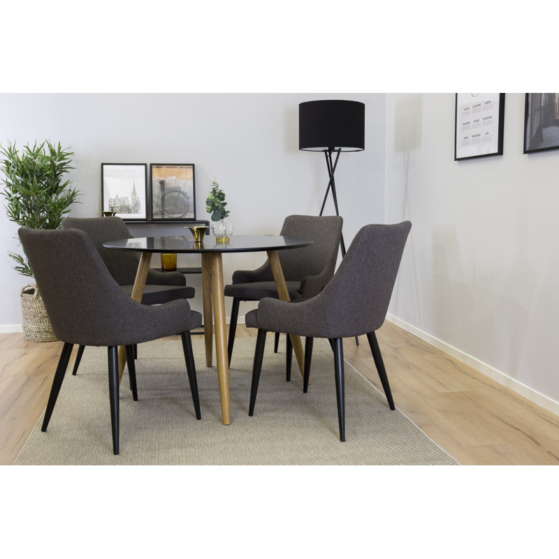 Australe 4 - Person Dining Set, Dark Grey/Black