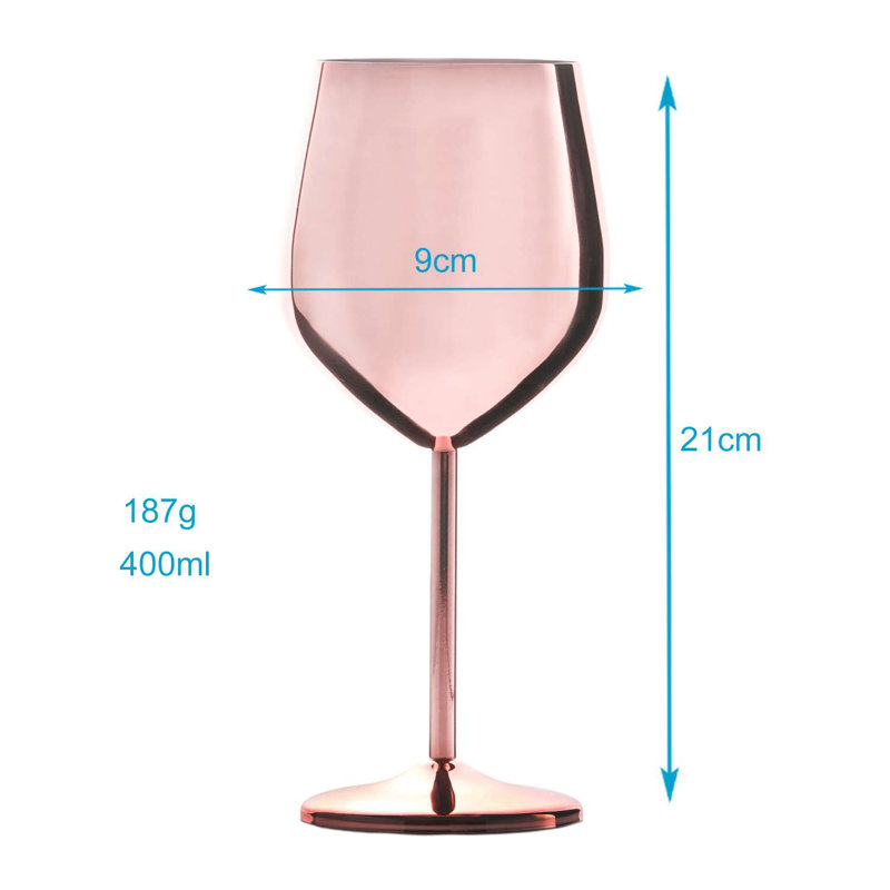 400ml Stainless Steel White Wine Glass Set, Rosa