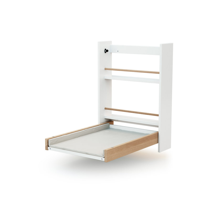 Folding wall-mounted wooden changing table ESSENTIEL, Natural/Grey