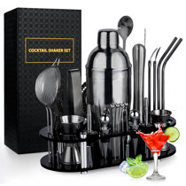Joytable 16pc Bartender Cocktail Shaker Set, Stainless Steel Bartender Kit Bar Tool Set, with All Bar Accessories Plus Lemon Squeezer and Great Recipe