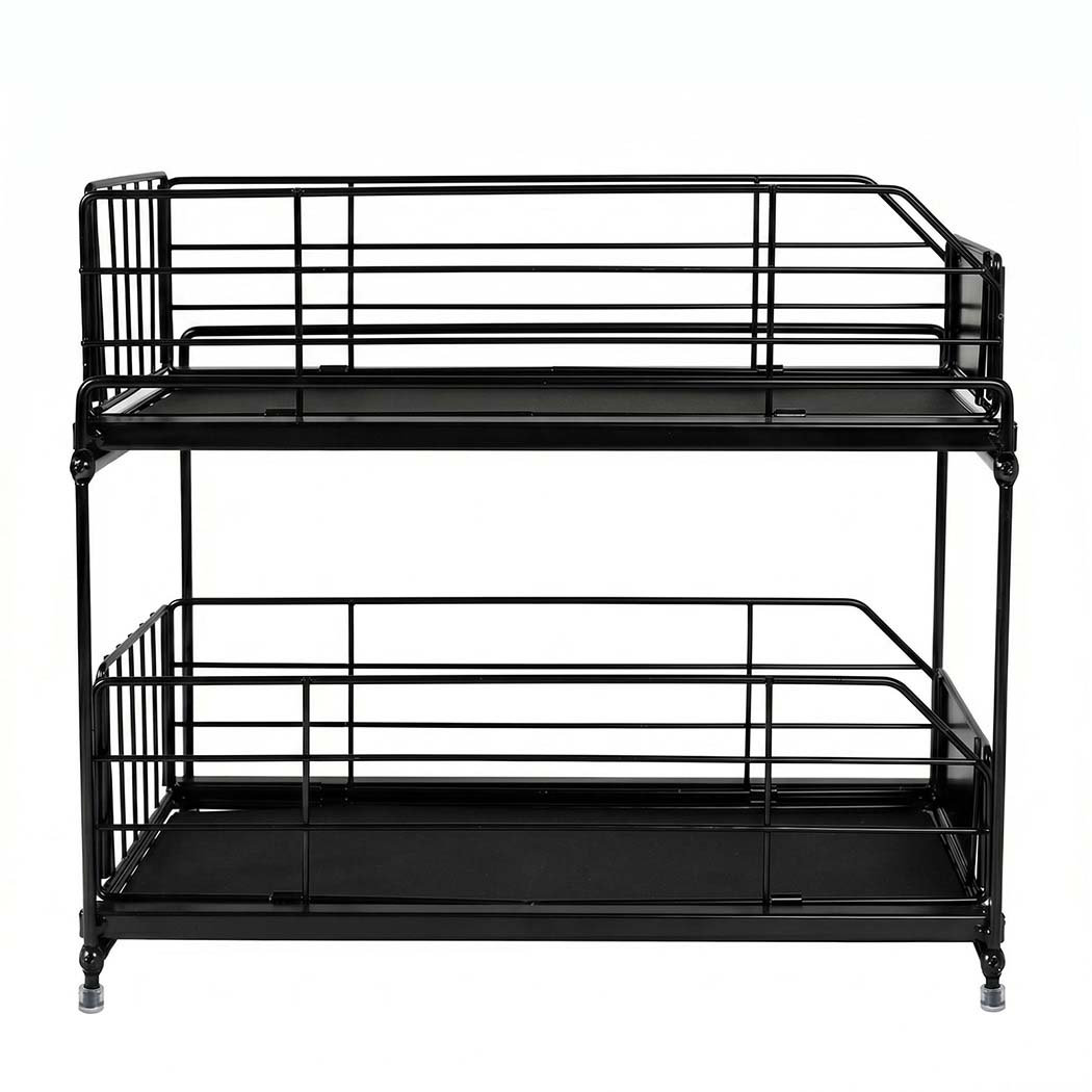 Toque Unisex Black 2 Tier Pull Out Under Sink Kitchen Cabinet Storage Organiser Drawer In - Image 2