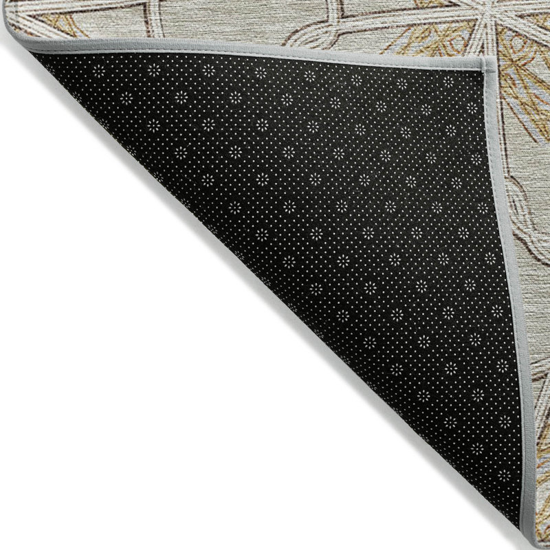 Ivory Geometric Synthetic Indoor/Outdoor Runner Rug 2'3" x 7'6"