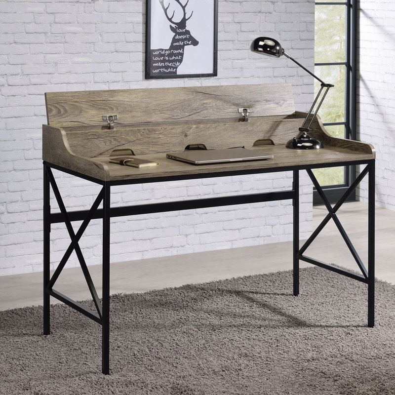 Ciel Metal Base Writing Desk with Power Outlet