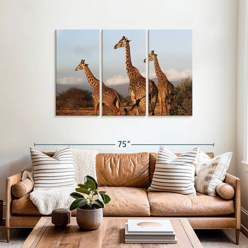 Brampt Three Brown Giraffes, 36" H x 57" W