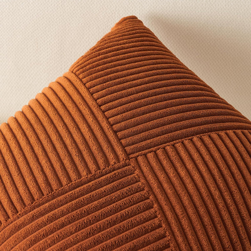 Housse de coussin en velours côtelé, housse de coussin en velours côtelé décoratif, ensemble de 2, Carré 18 po, Terracotta