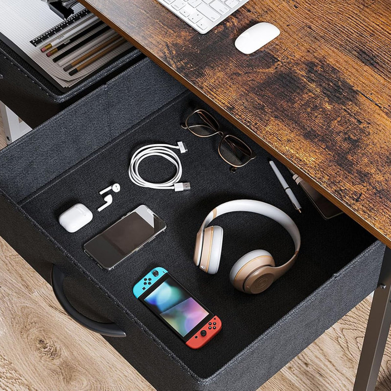 Small Desk With Fabric Drawers- For Bedroom, Vanity Desk With Storage, Home Office Computer Desk For Small Spaces, 32 Inch Modern Work Writing Study Table