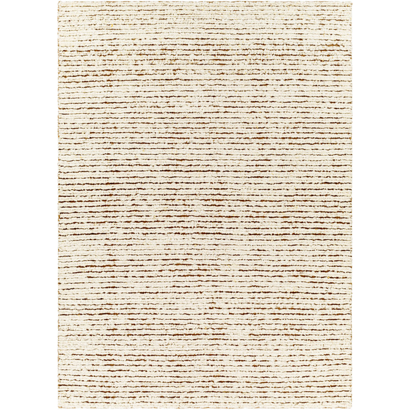 Gillian Striped Handmade Area Rug in Cream/Camel, Rectangle 10' x 14'