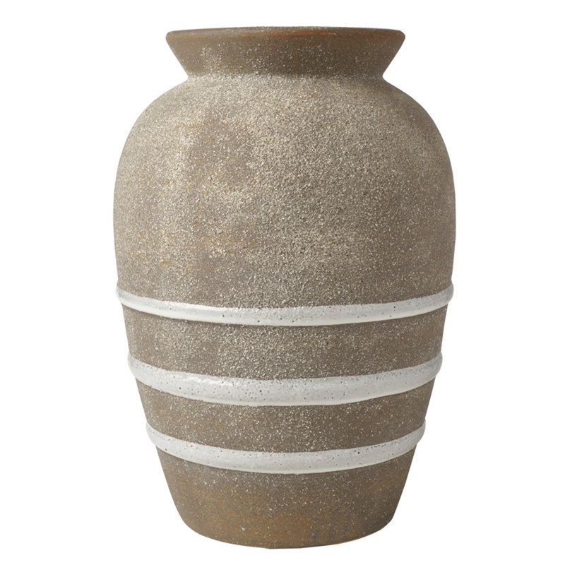 Rustic Brown and White Ceramic Round Table Vase