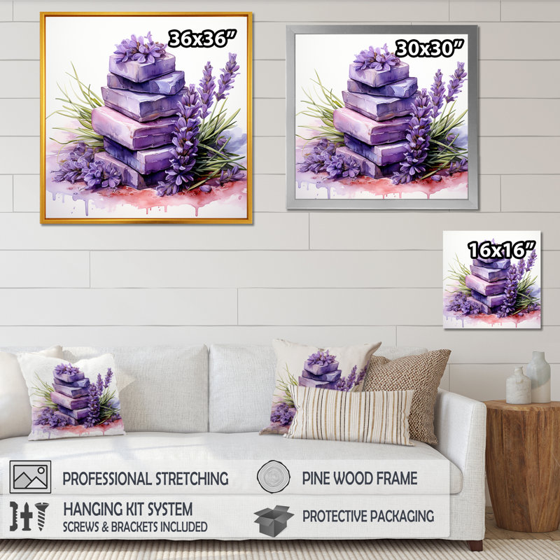 Impression de toile mauve lavande mauve Batjhroom I, Toile tendue, H 30 po x l 30 po x P 1,5 po
