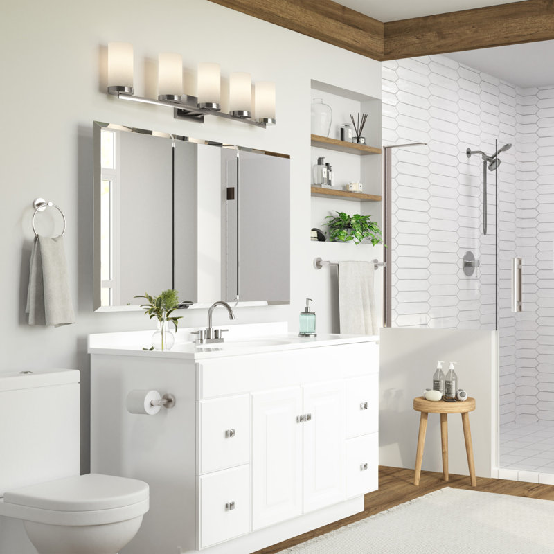 Dessus de meuble-lavabo en marbre de culture avec dosseret, Blanc uni, 4" Centres