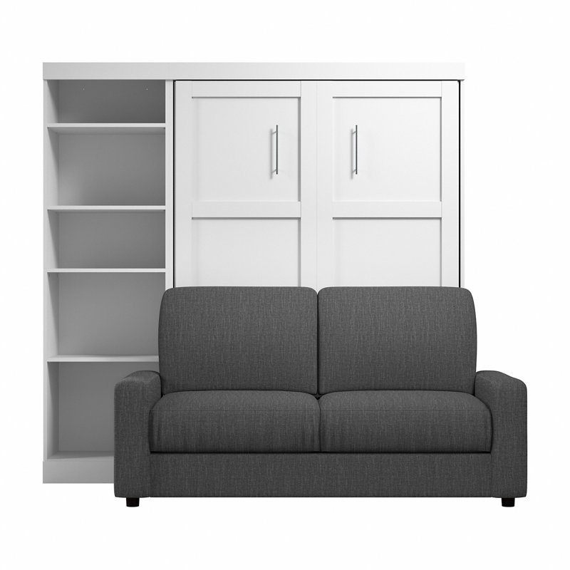 Arlex Bed with Sofa and Shelving Unit, Full, White/Gray