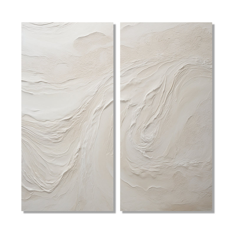 Clate - Beige Printed Wall Art 2-Pieces, 40" H x 40" W, Wrapped Canvas, Does Not Apply