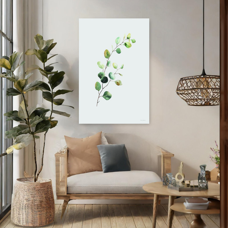 «Eucalyptus Whisper Abstract Coastal Nature», art mural, H 48 po x l 32 po