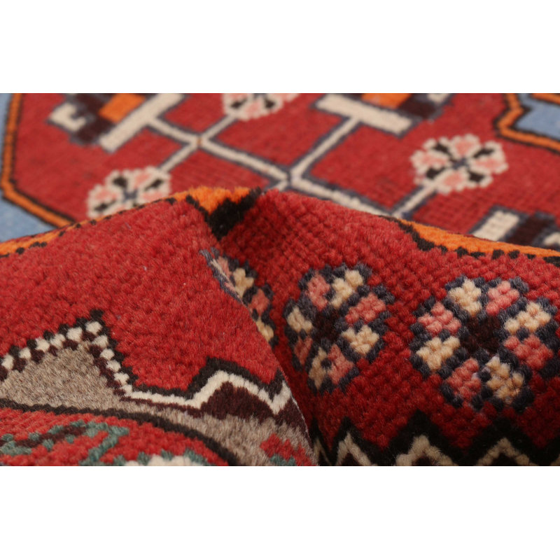 Tapis de couloir unique en laine de style années 1990 3 pi 3 po x 9 pi 8 po Aurilia