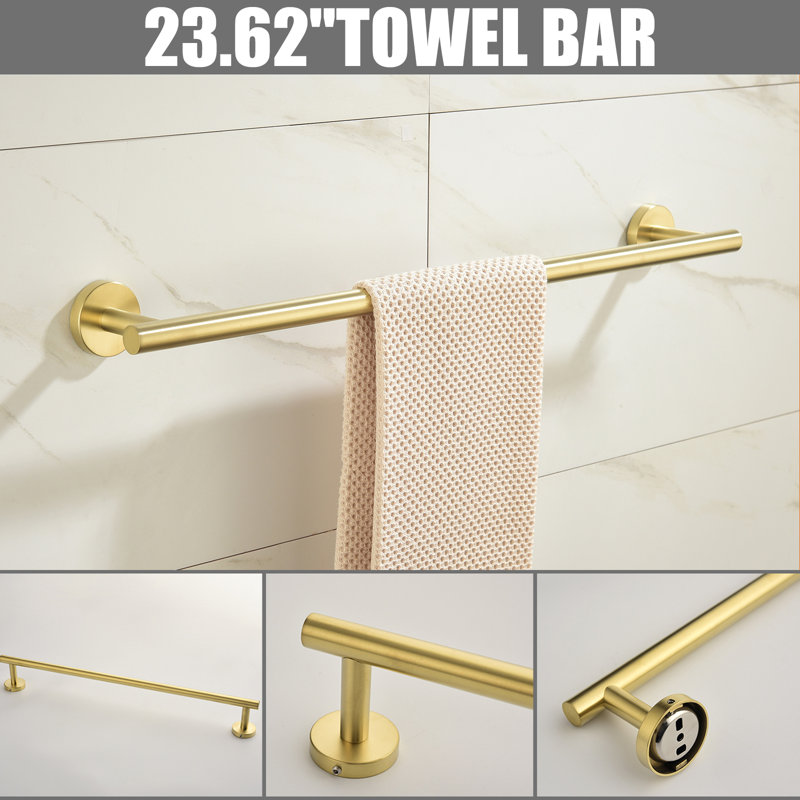 Bathroom Hardware 5-Piece Bath Hardware Set With Towel Bar, Robe Hook, Toilet Paper Holder, Matte Black