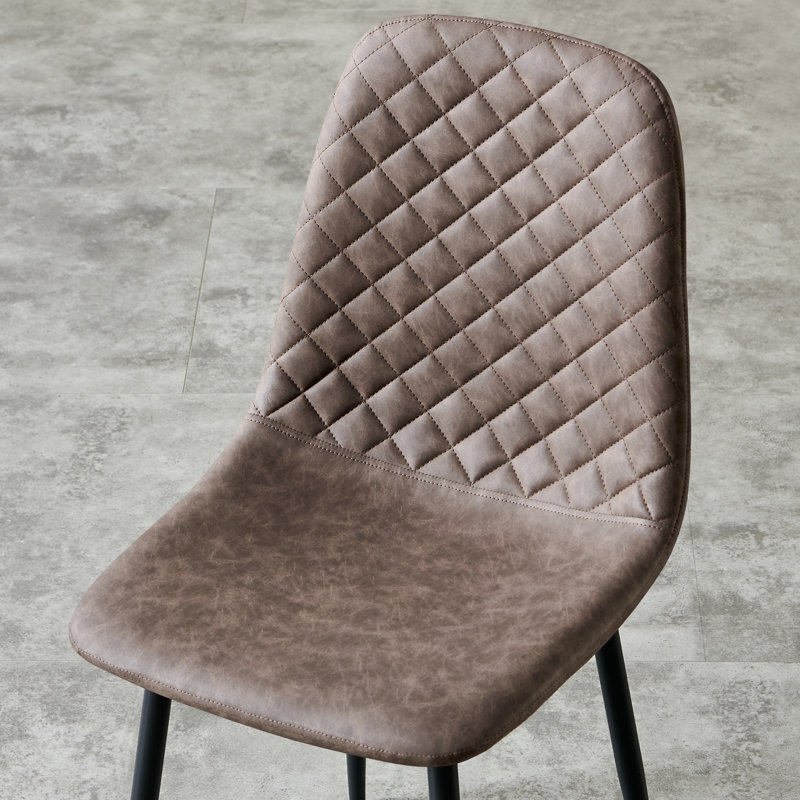Wales Modern Upholstered Faux Leather Dining Chair, Brown, Black