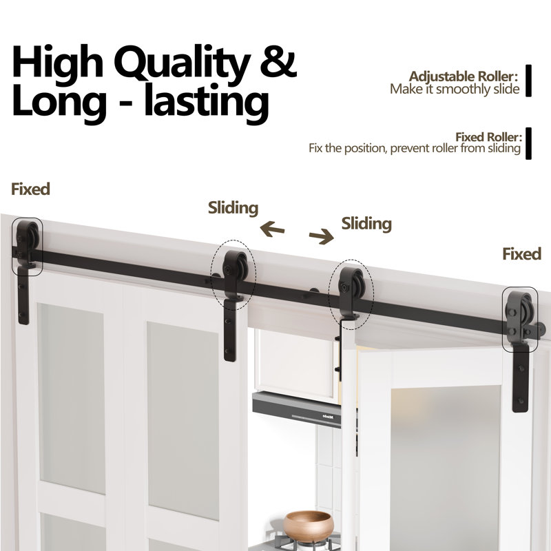 3 Lite Frosted Glass Prefinished Bi-Fold Barn Door With Hardware Kit, Assembly required, 30" x 84", 1