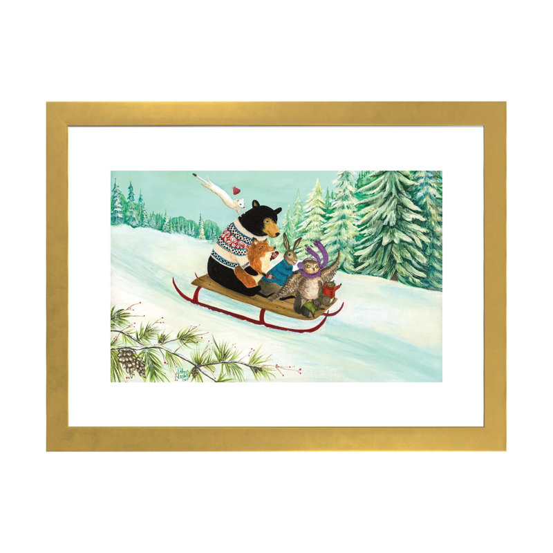 "A wintry Tantivy" par Jahn Vashti, reproduction d’art, H 24 po x l 32 po x P 1 po, Papier encadré doré, Blanc