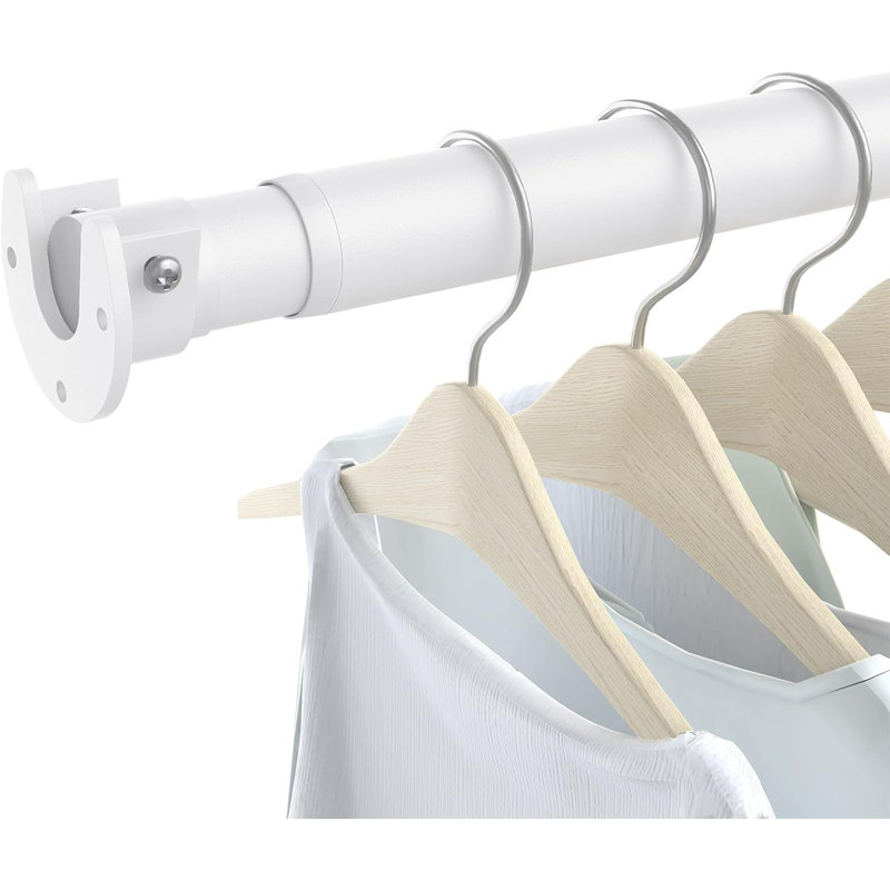 Tringle de garde-robe pour suspendre les vêtements, 17 à 84 pouces, tringle de garde-robe réglable réglable en continu, blanc